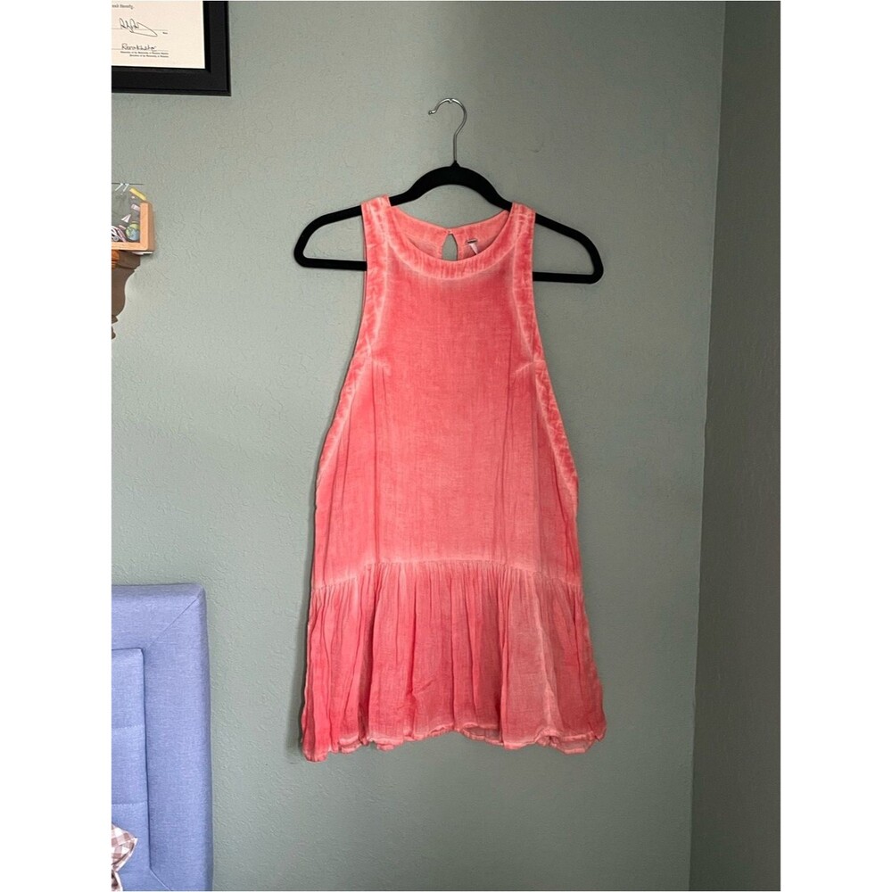 Free People Breathless Moments Tunic Dress Size Small Peach Coral Cotton